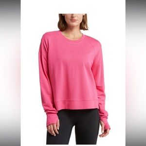 Sweaty Betty Pink After class cotton blend crop sweatshirt, size XS